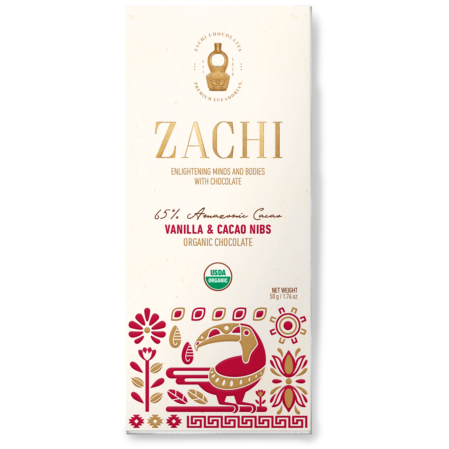 65% Amazonic Cacao Bar with Vanilla & Cacao Nibs