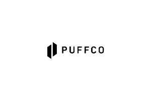 Puffco logo on a black background.
