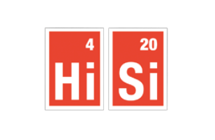 Graphic representation of the chemical elements Hydrogen and Silicon from the periodic table, with 'Hi' for Hydrogen (atomic number 1) and 'Si' for Silicon (atomic number 14), arranged side by side.