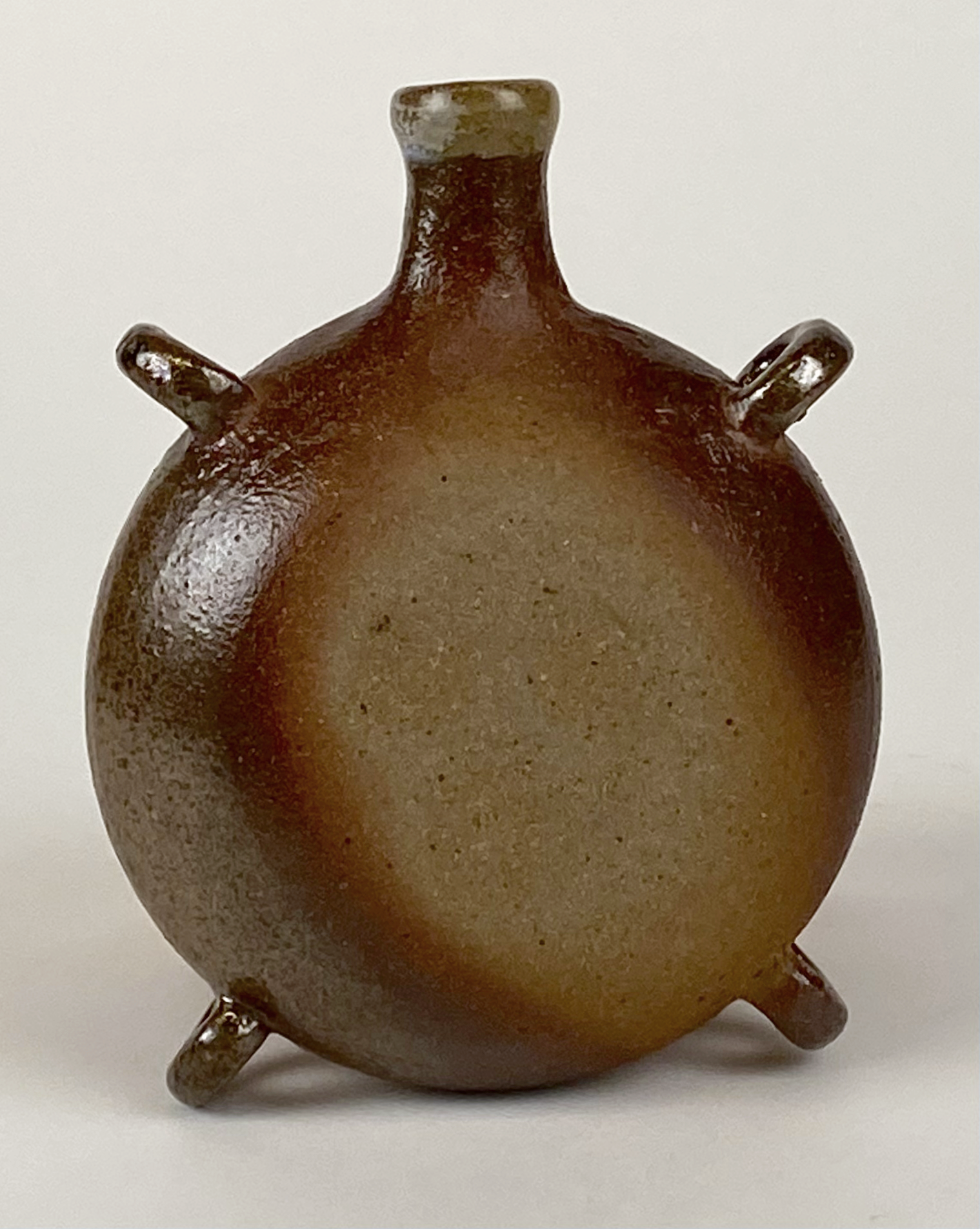 Flask #4 (back), 6" in height, CA2 clay, △10 woodfire, slip, 2026