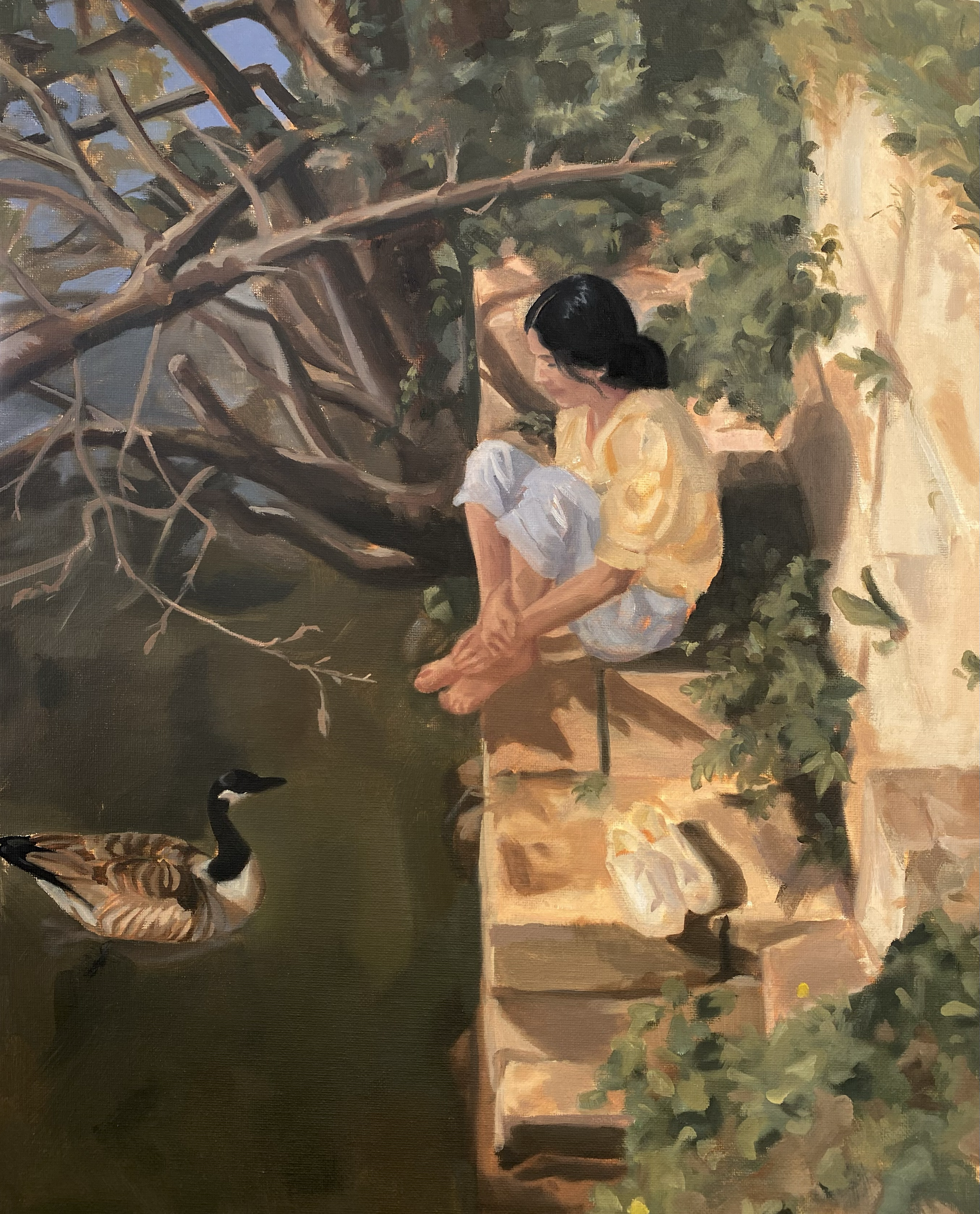 Girl and Goose, oil on canvas panel, 20 x 16", 2024