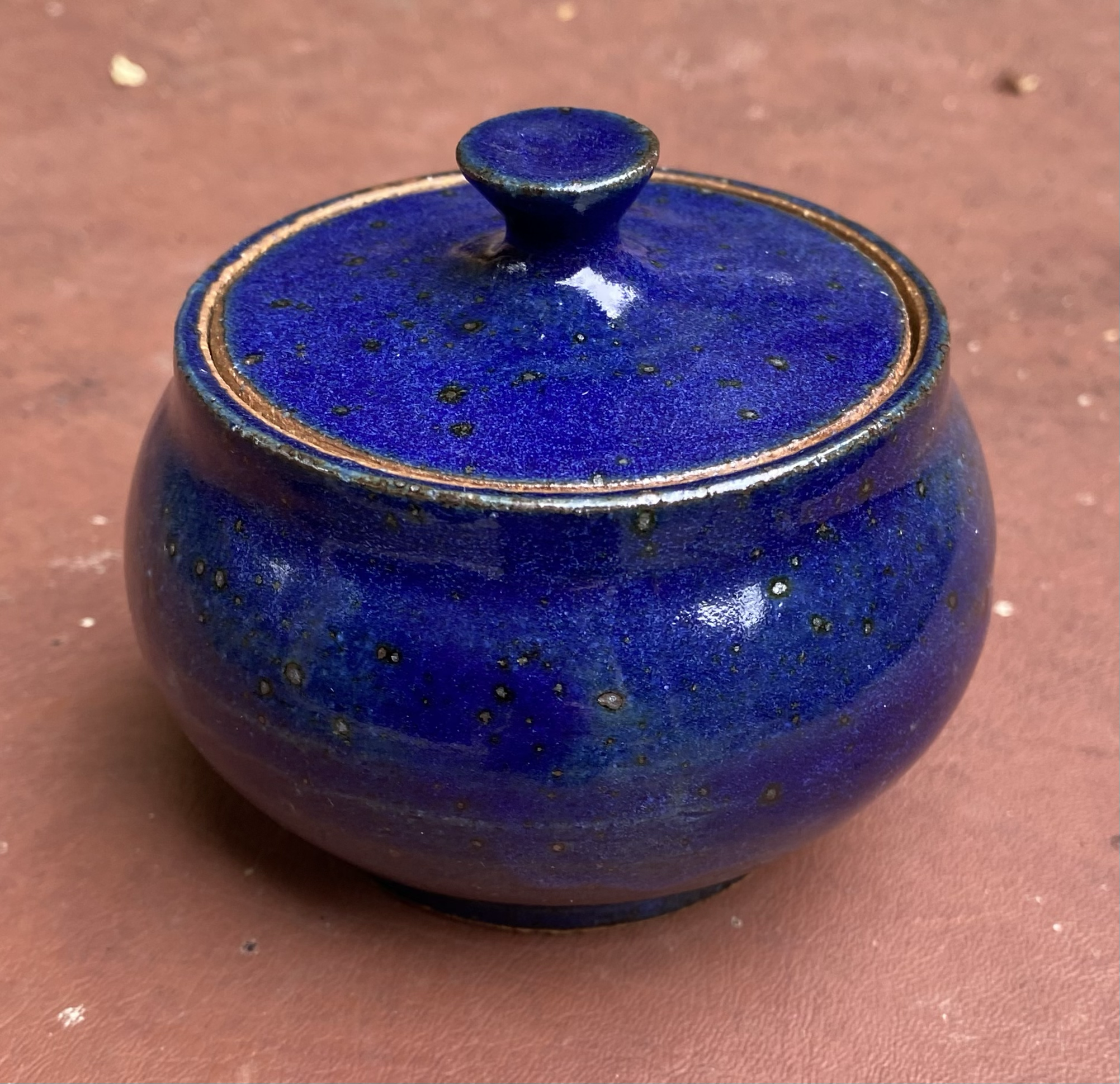 Blue , 3" in height, recycled clay, △10 gas reduction, ming blue, 2025