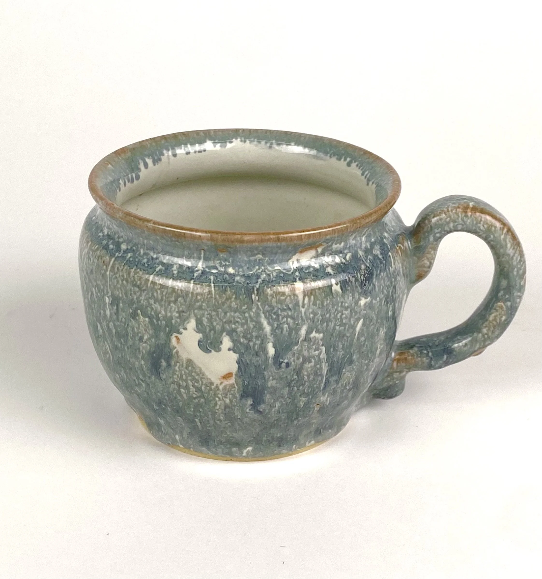 5¾" in width, recycled clay, △5, cielo over shino and shino, 2026