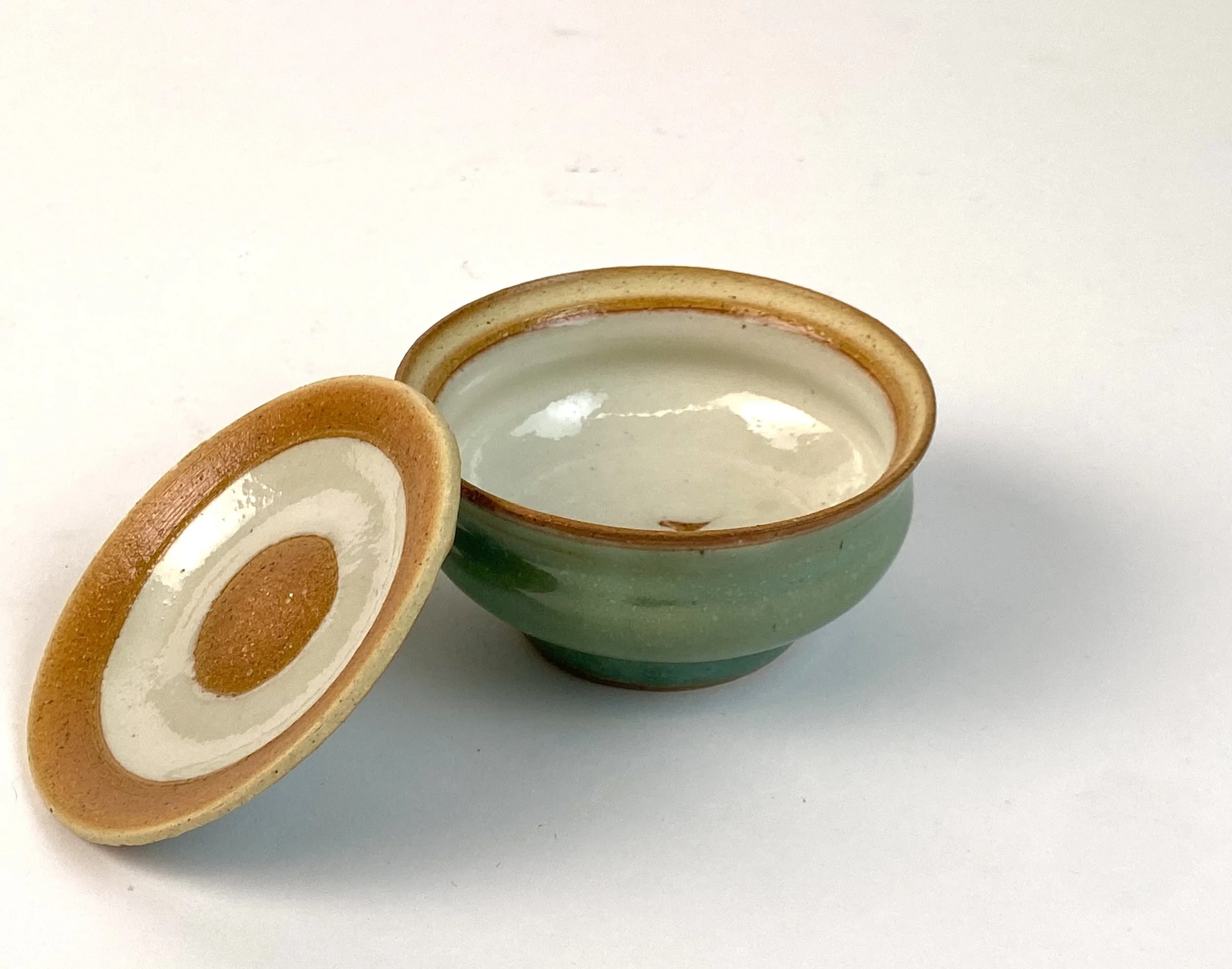 (Copy), 3½" in width, recycled clay, △5, shino over pinel and shino, 2026