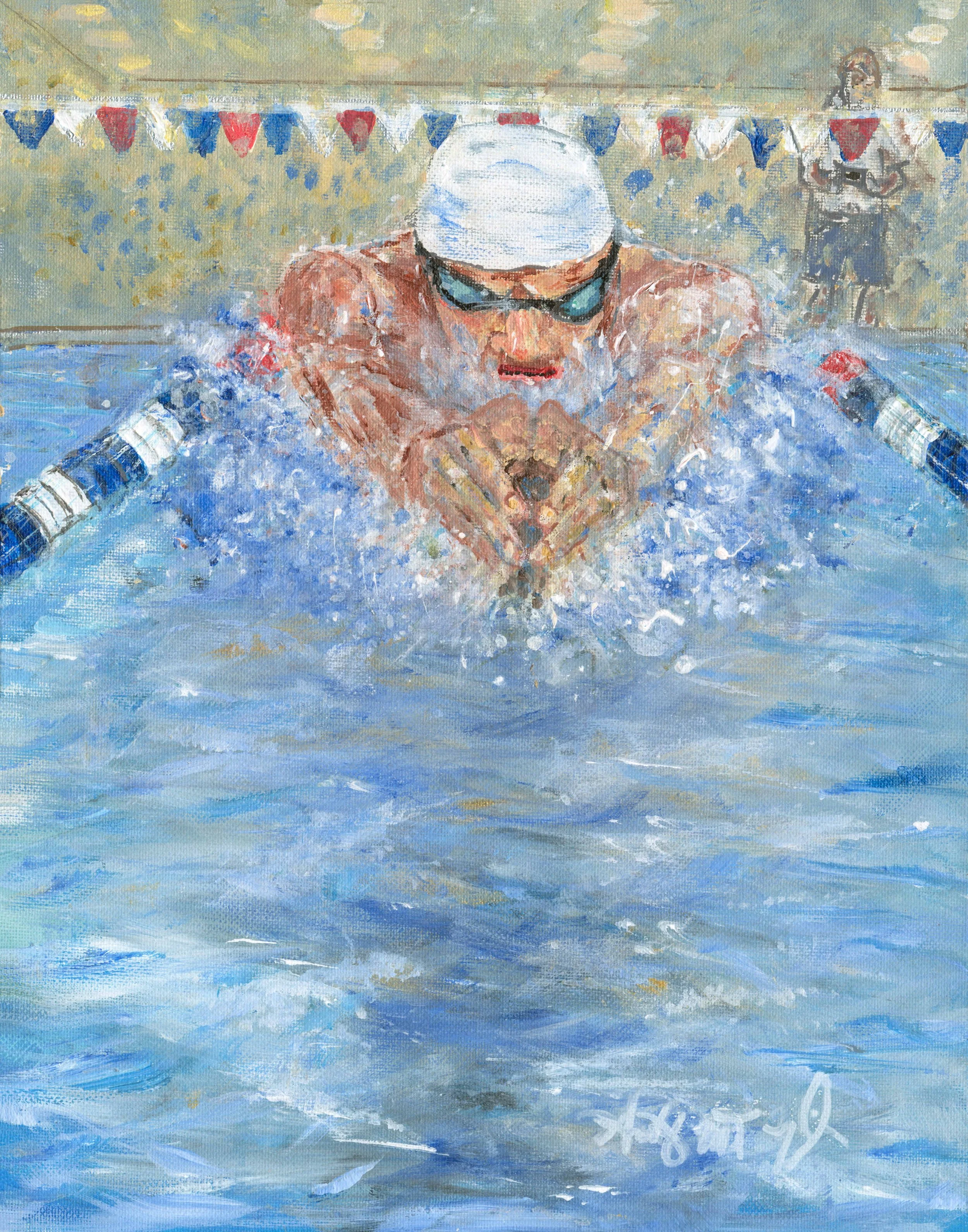 Let's Go! – Breaststroke | Signed Artist Proof (A/P 2/5) | Archival Fine Art Giclée | 21.5" × 17.5"