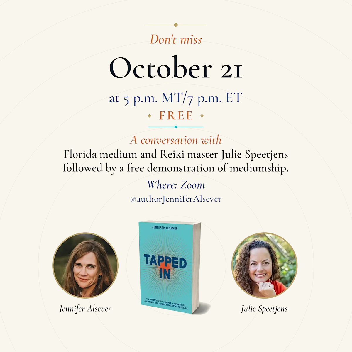 OCT 21 FREE! Get Out of Your Head and Into Your Heart - a talk and mediumship demo