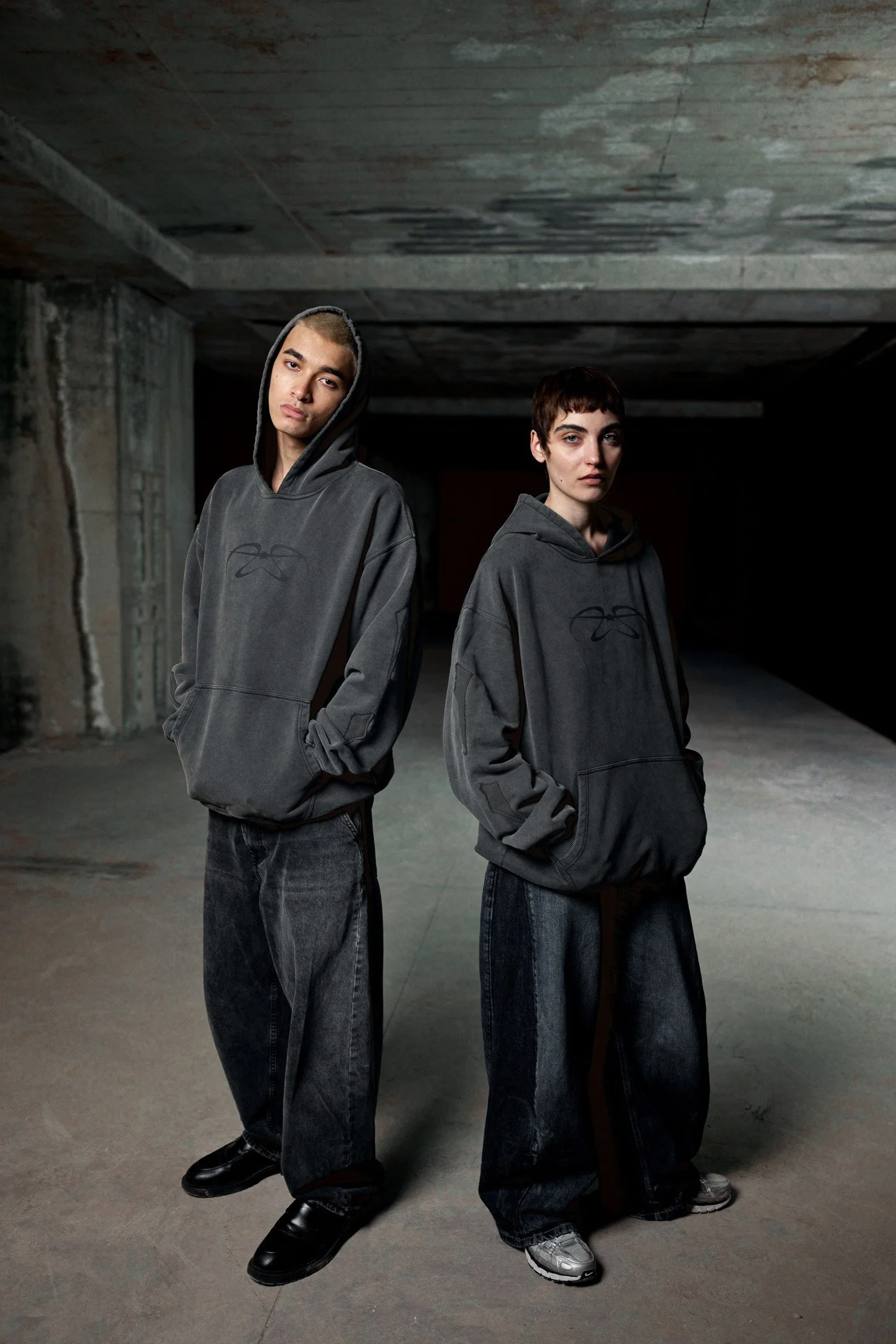 AETHER ASH GREY HOODIE ON MODELS - FRONT
