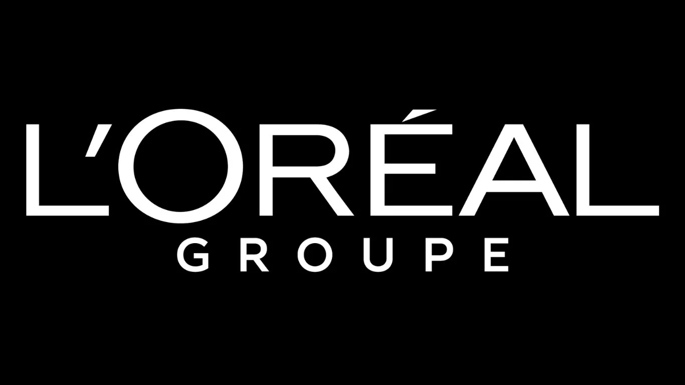 L'Oréal Group logo with white text on a black background.
