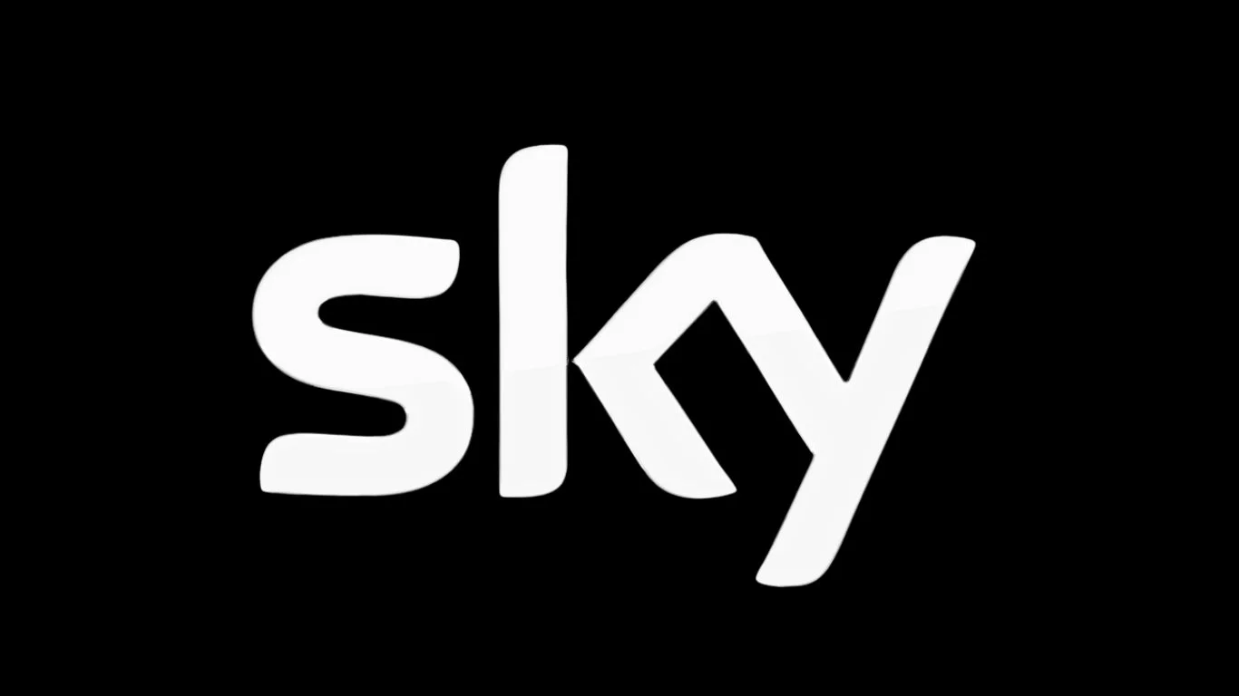 The word 'sky' written in white lowercase letters on a black background.