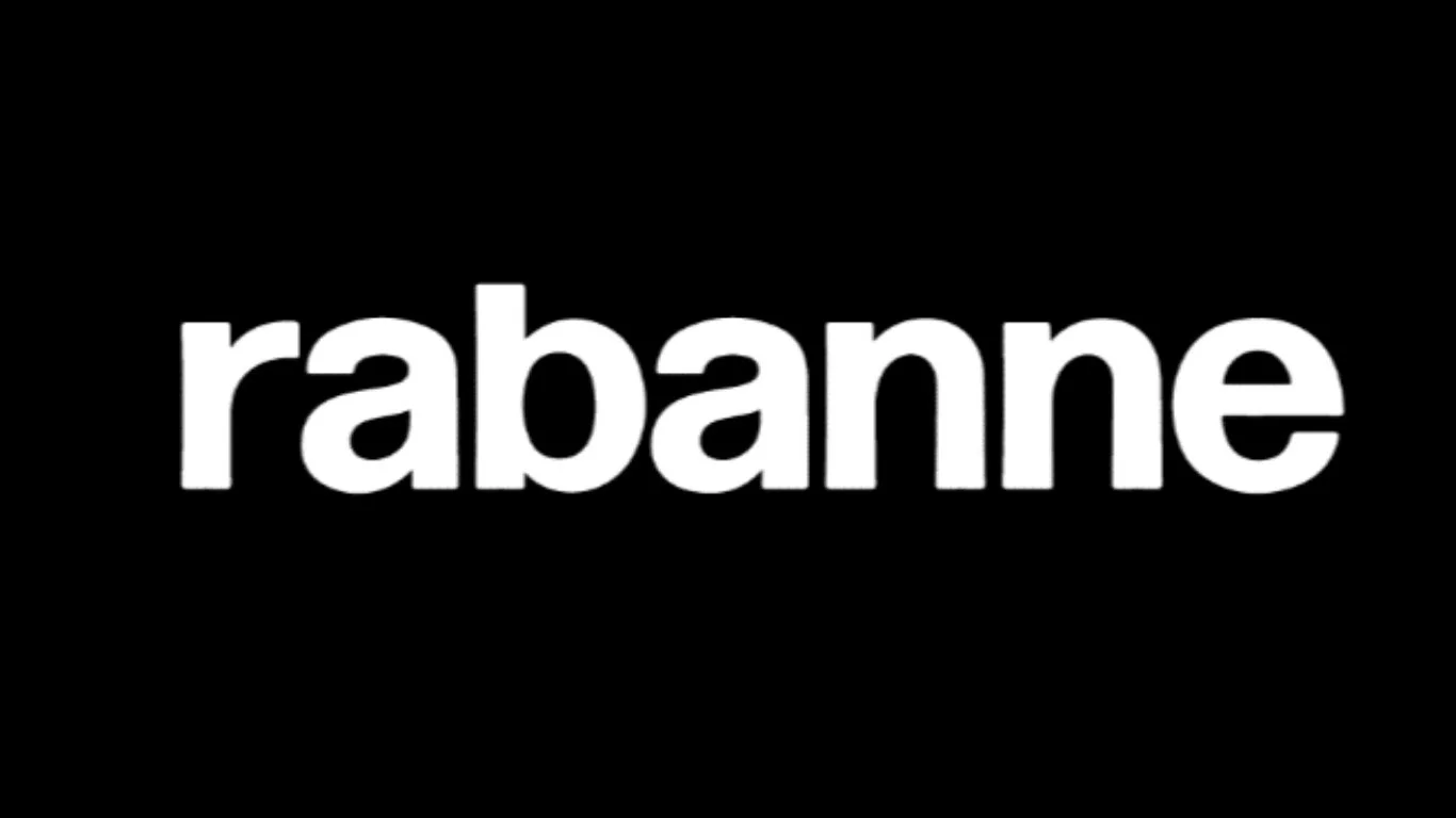 The word 'rabanne' in white text on a black background.