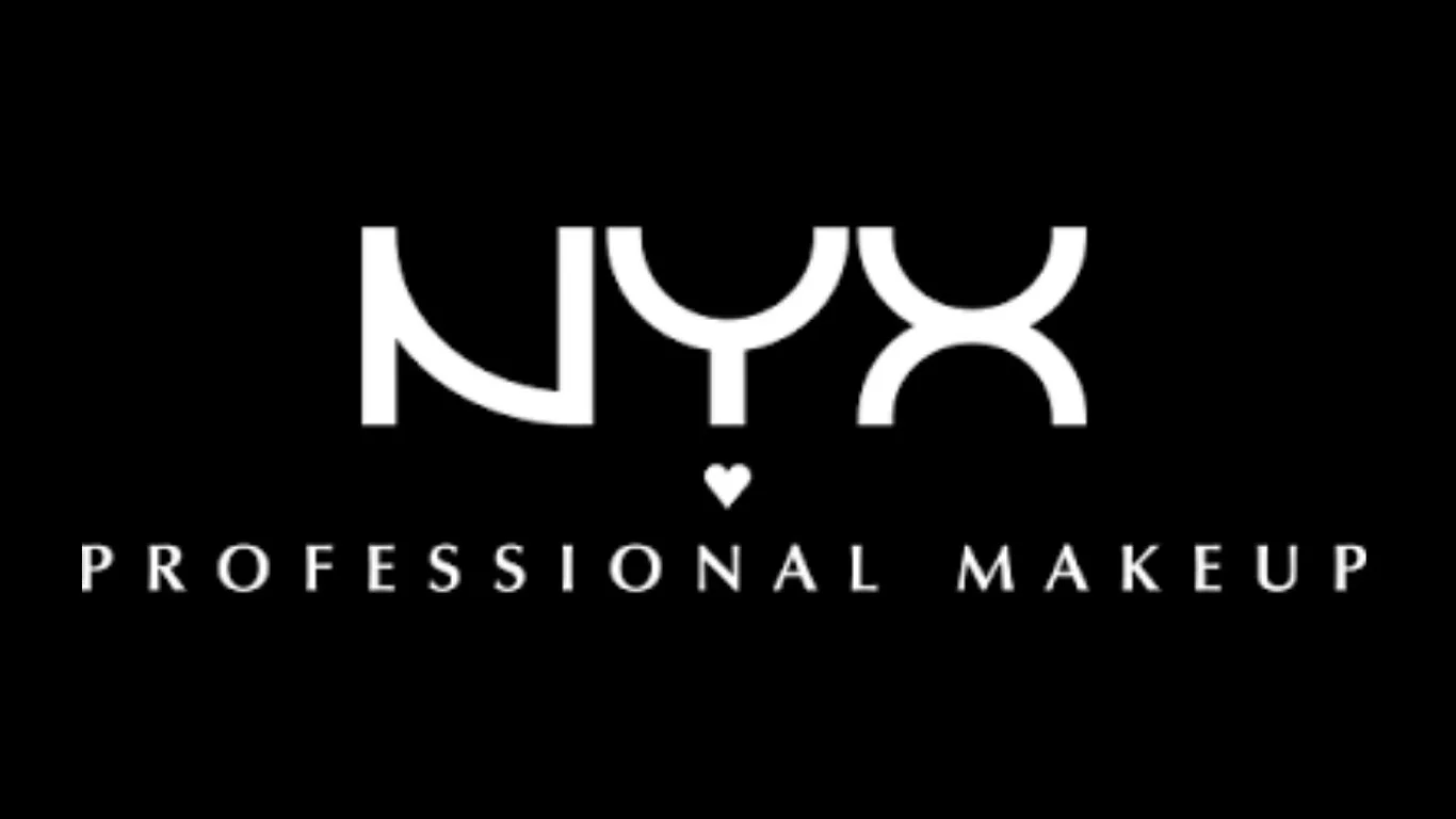 NYX Professional Makeup logo on a black background with white text and a small heart icon.