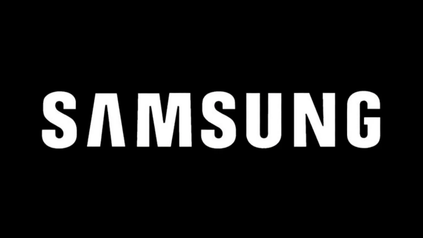 Black background with white text displaying the Samsung logo