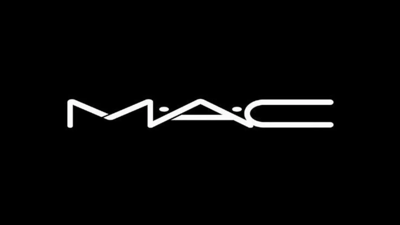 Mac Cosmetics logo in white on a black background.