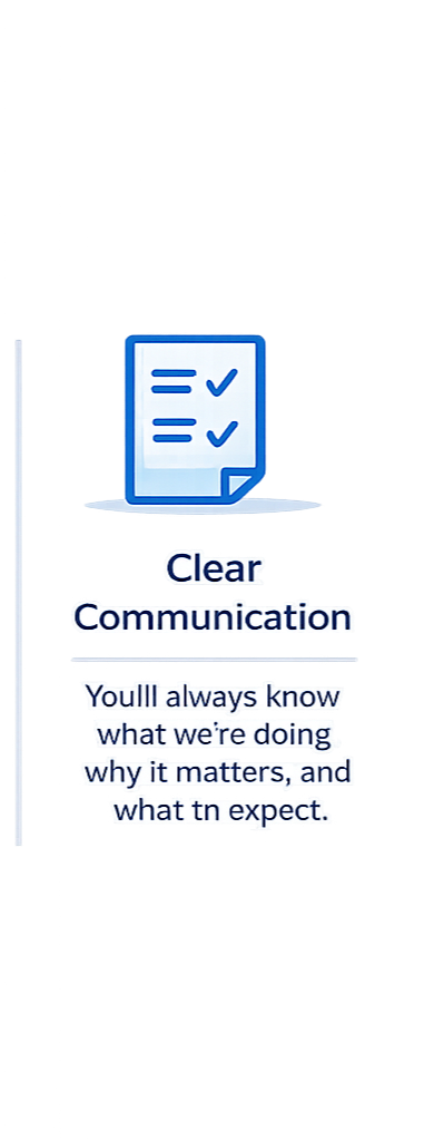 A digital illustration featuring a checklist icon, with text about clear communication, emphasizing the importance of being transparent about actions, reasons, and expectations.