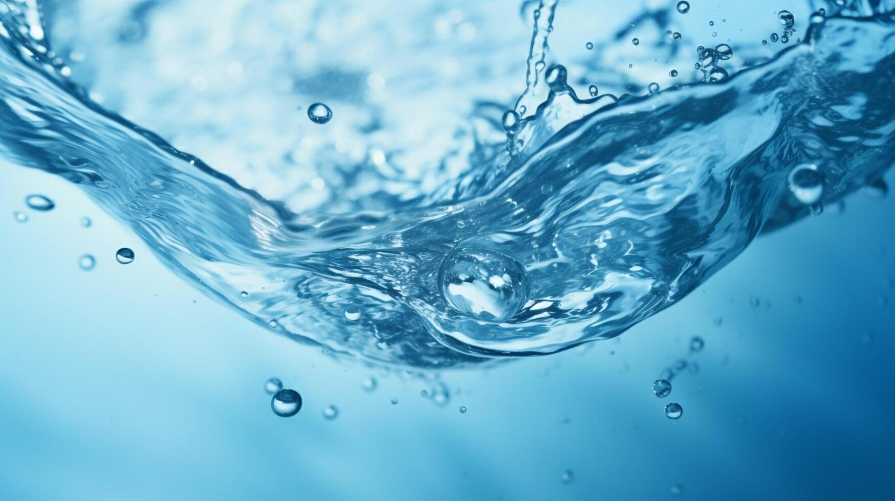 Close-up of clear water splash with air bubbles in motion.