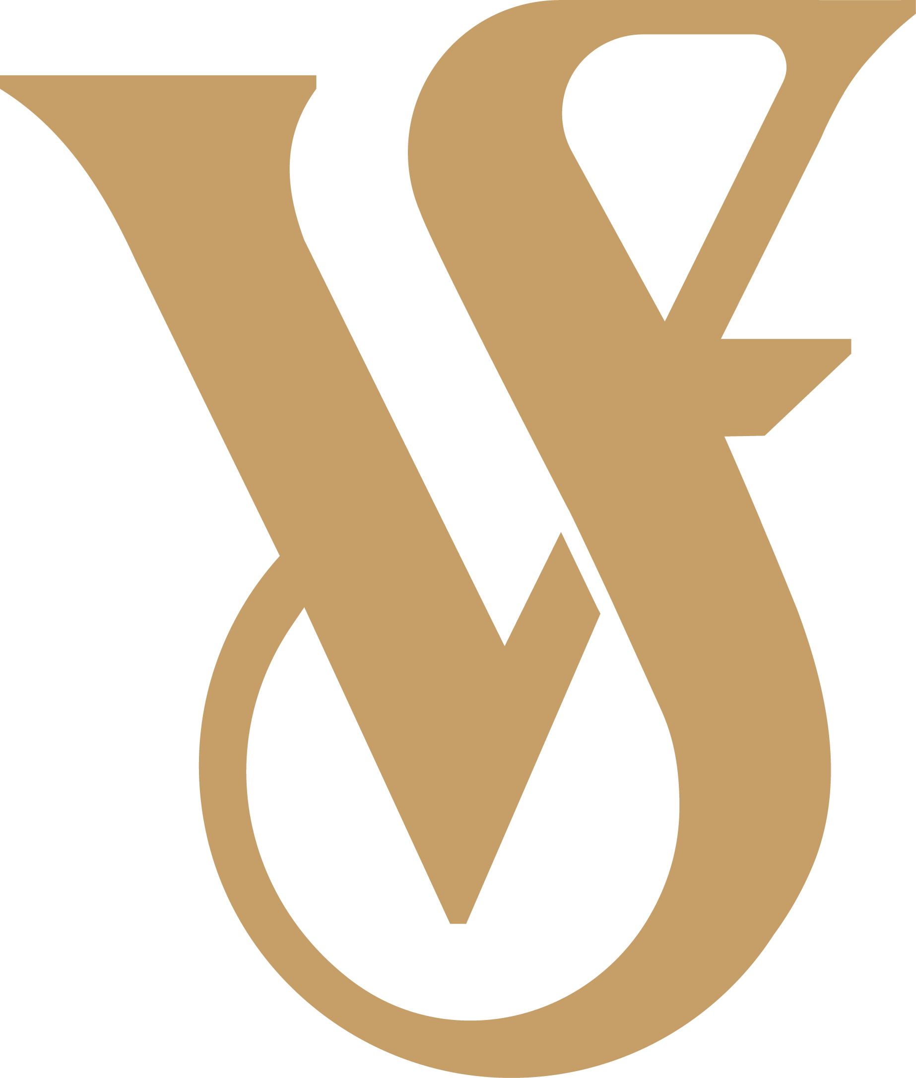 Logotipo com letras em dourado formando uma combinação estilizada de letras W e V sobre fundo preto.