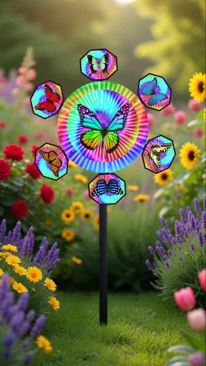 Butterfly Tie Dye Garden Decor Steel Spinner