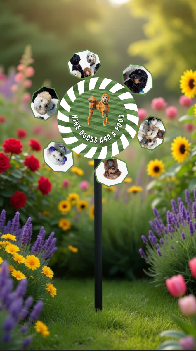 Golden Doodle Dog Custom Order Garden Decor Steel Spinner