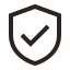 Golden shield with a checkmark in the center.
