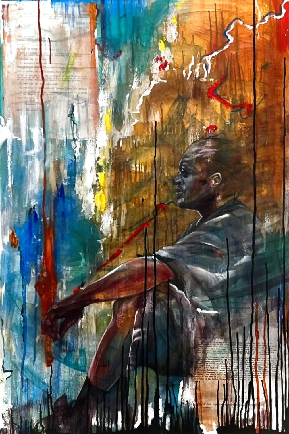 WINDRUSH GENERATIONS: Mixed-media on canvas ( 61 x 91.5 cm )