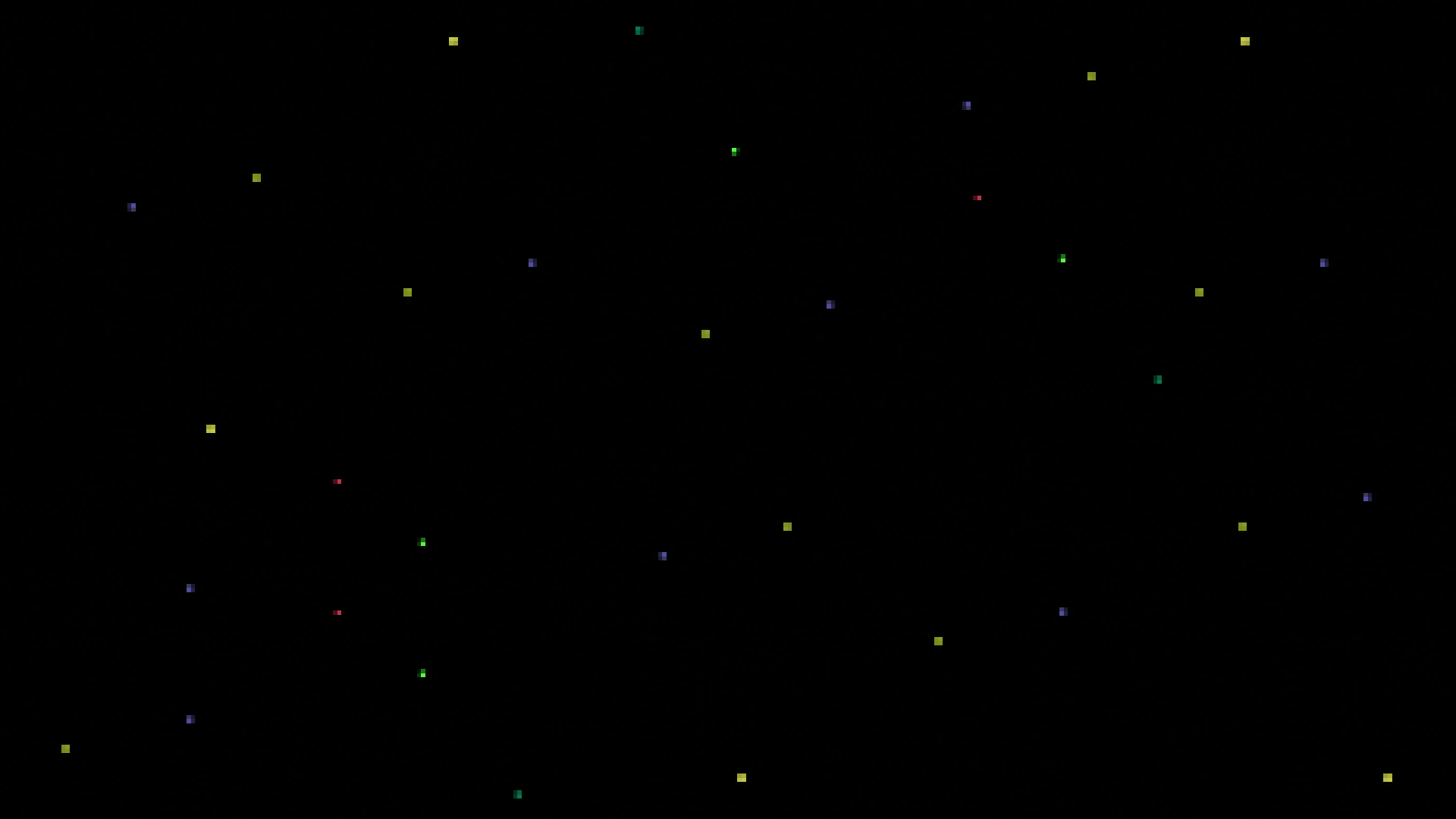 Starry night sky with small colorful dots resembling stars on a dark background.