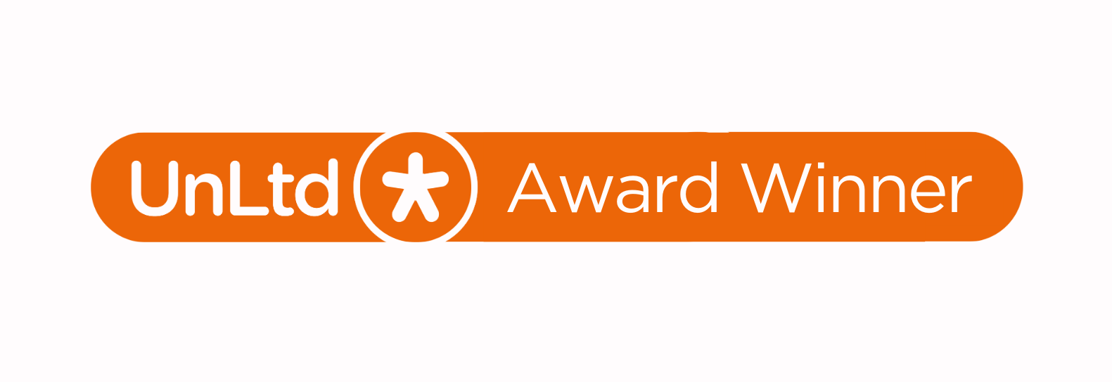 UnLtd Award Winner badge in orange with white text and a star symbol.