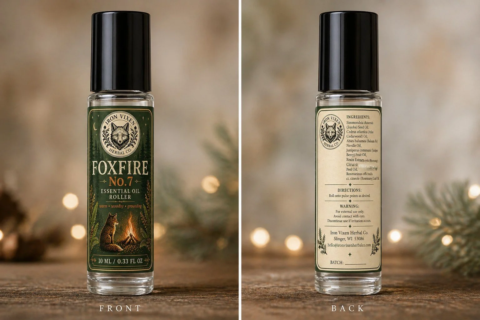 Foxfire No. 7

Inspired by campfires beneath the pines and quiet evenings deep in the forest, Foxfire No. 7 is a grounding essential oil blend crafted for those who feel most at home among the trees. Notes of balsam fir, juniper berry, rosemary, and 
