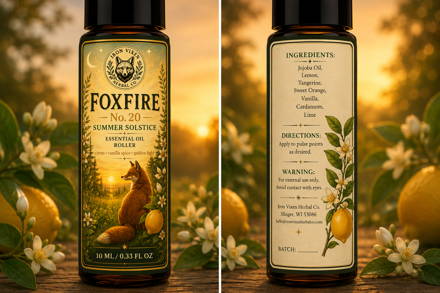 Foxfire Essential Oil Roller No 20 Summer Solstice Front_Back.png