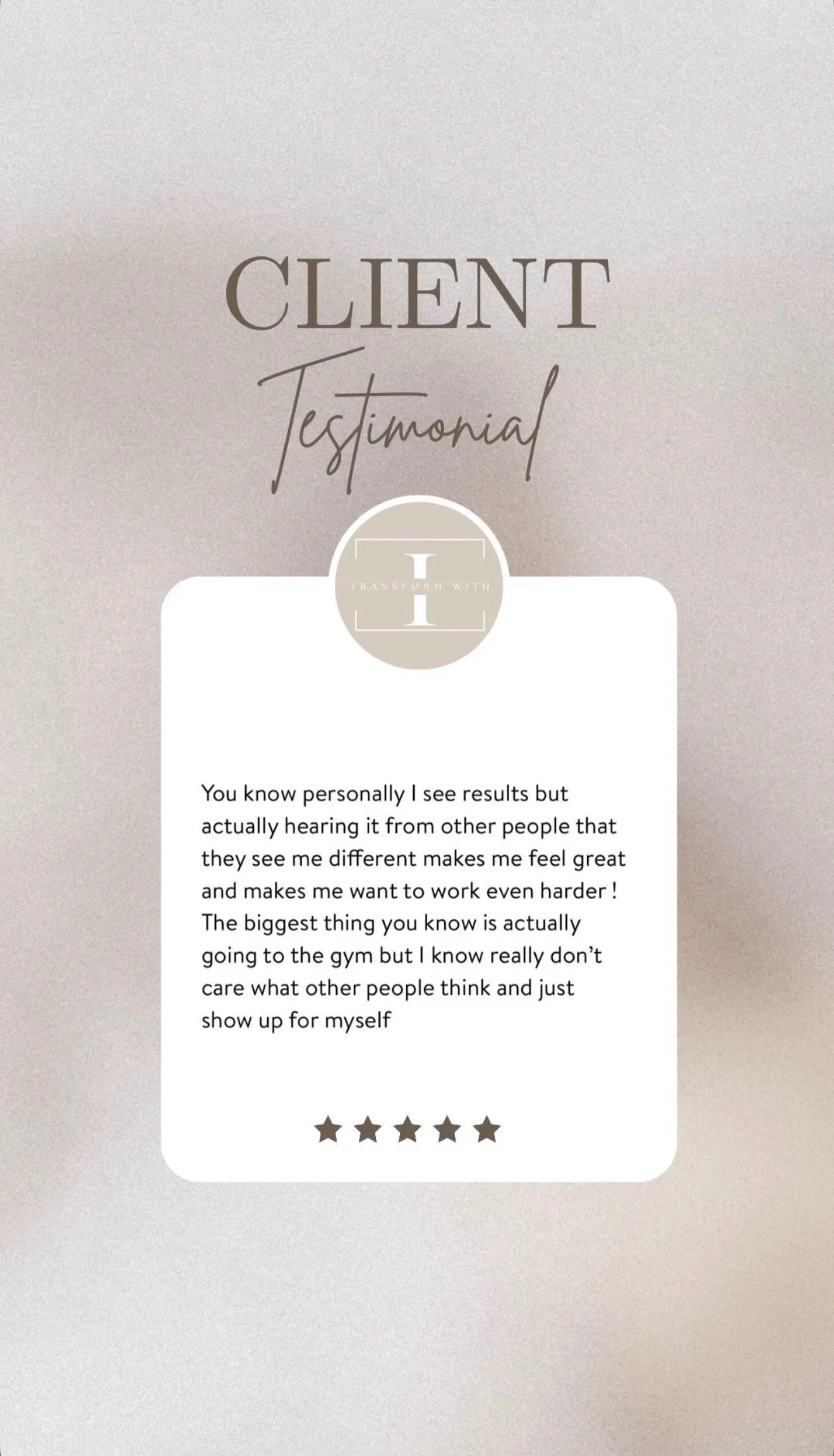 A testimonial from a satisfied client expressing appreciation for being heard and staying motivated to work hard, regardless of others' opinions.