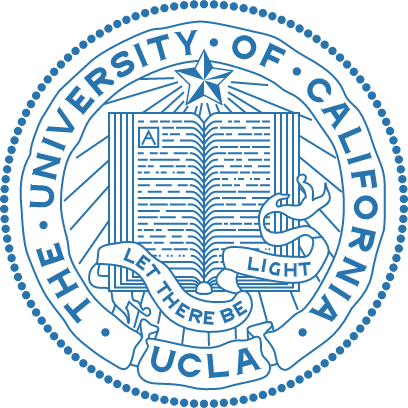 Seal of the University of California, Los Angeles (UCLA) featuring an open book, a torch, a star, and the motto "Let There Be Light"