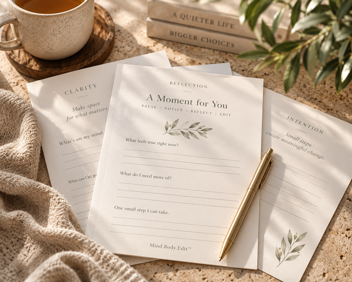 Printable Reflection Guides: Simple, thoughtfully designed printables for awareness, reflection, and noticing what needs your attention. A quiet space to pause, write, and reconnect with yourself. Explore the collection on Etsy →