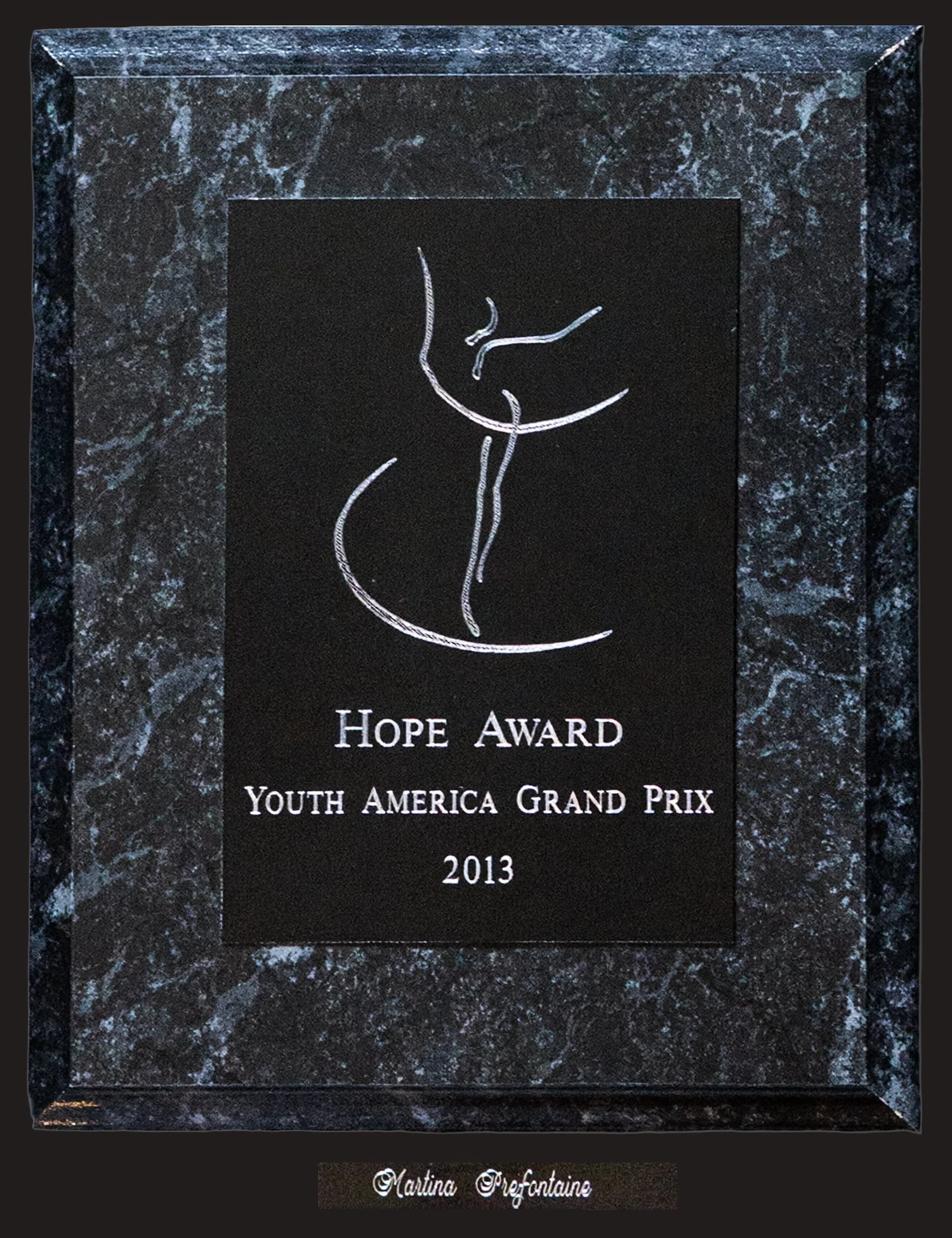 Prefontaine Ballet faculty achievement – Hope Award at Youth America Grand Prix 2013, an international classical ballet competition.