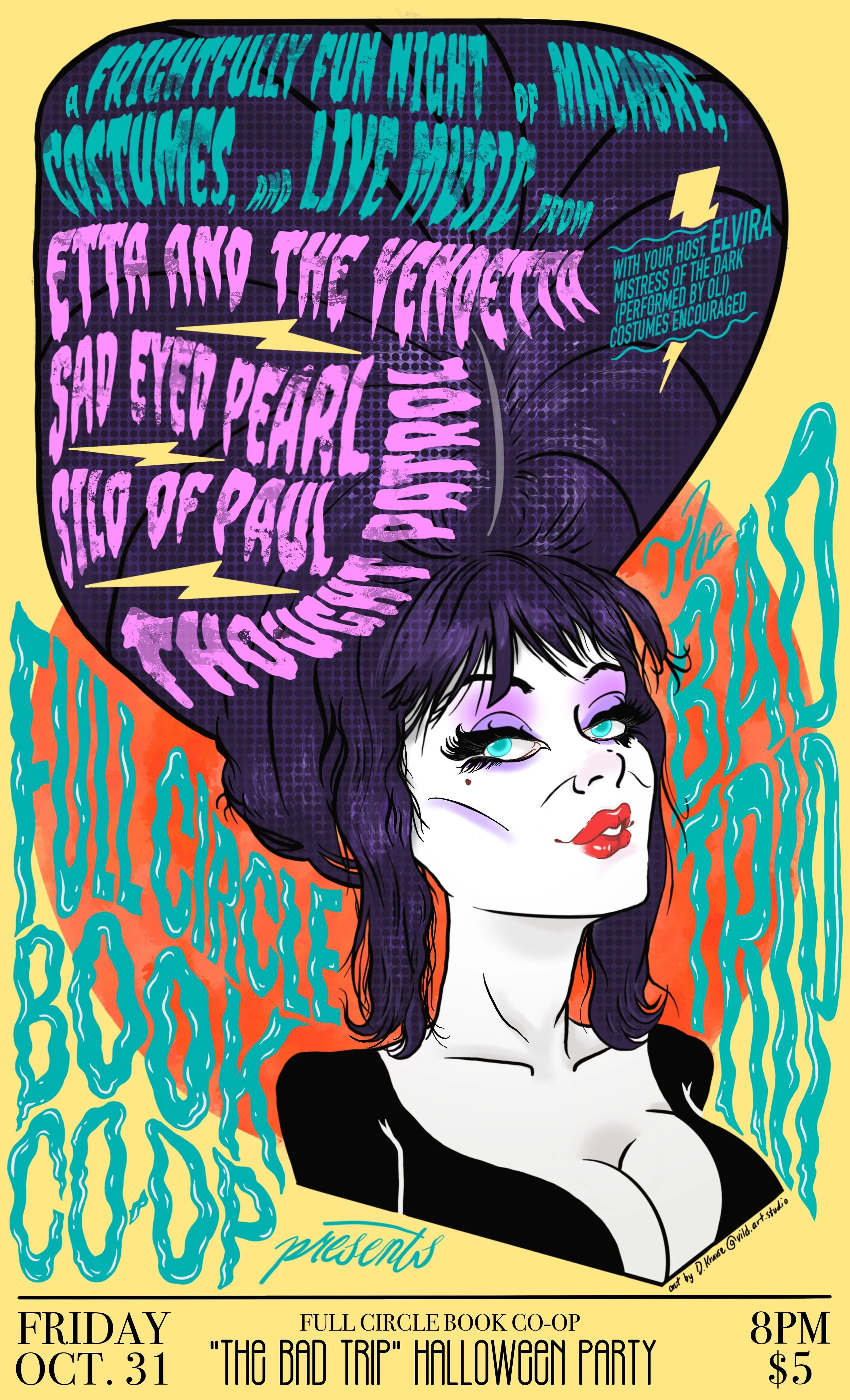 Elvira Flyer // Full Circle Book Co-op: “The Bad Trip” Halloween Party