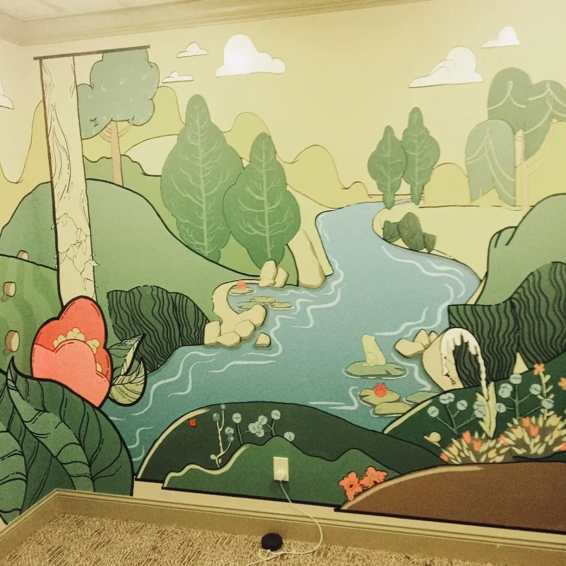 Woodland Stream Playroom Mural // State Farm office