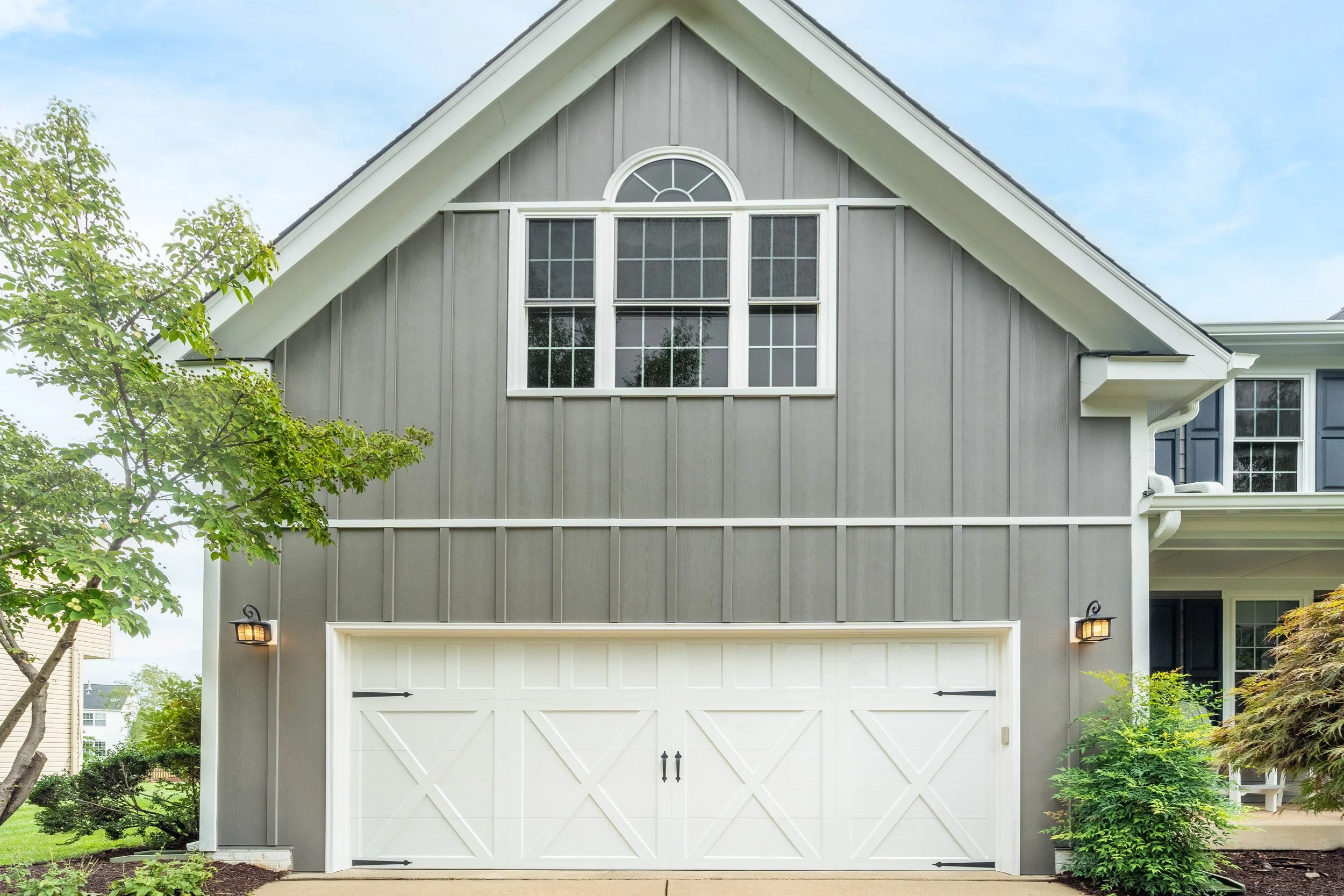 Hardie board and batten siding in Aged Pewter ColorPlus finish.