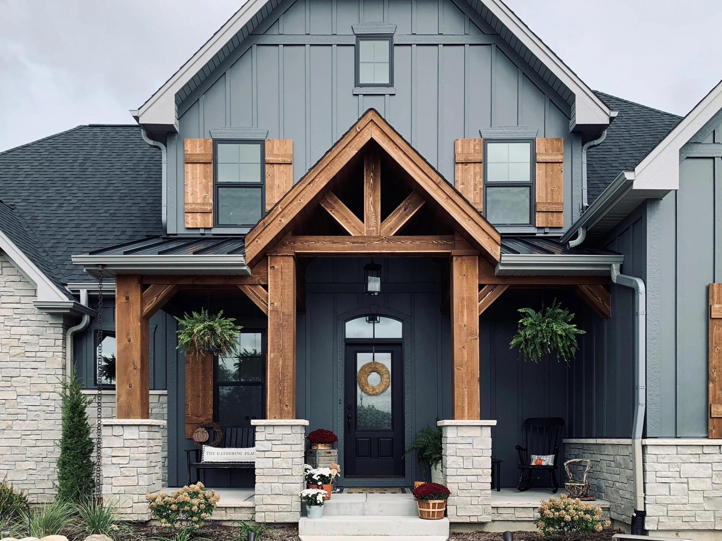 Hardie board and batten siding in Iron Gray ColorPlus finish.