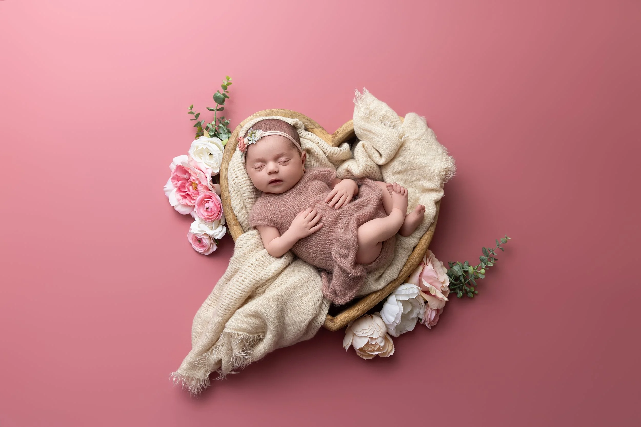 Pink and Cream Newborn Session | Apex NC Newborn Photographer