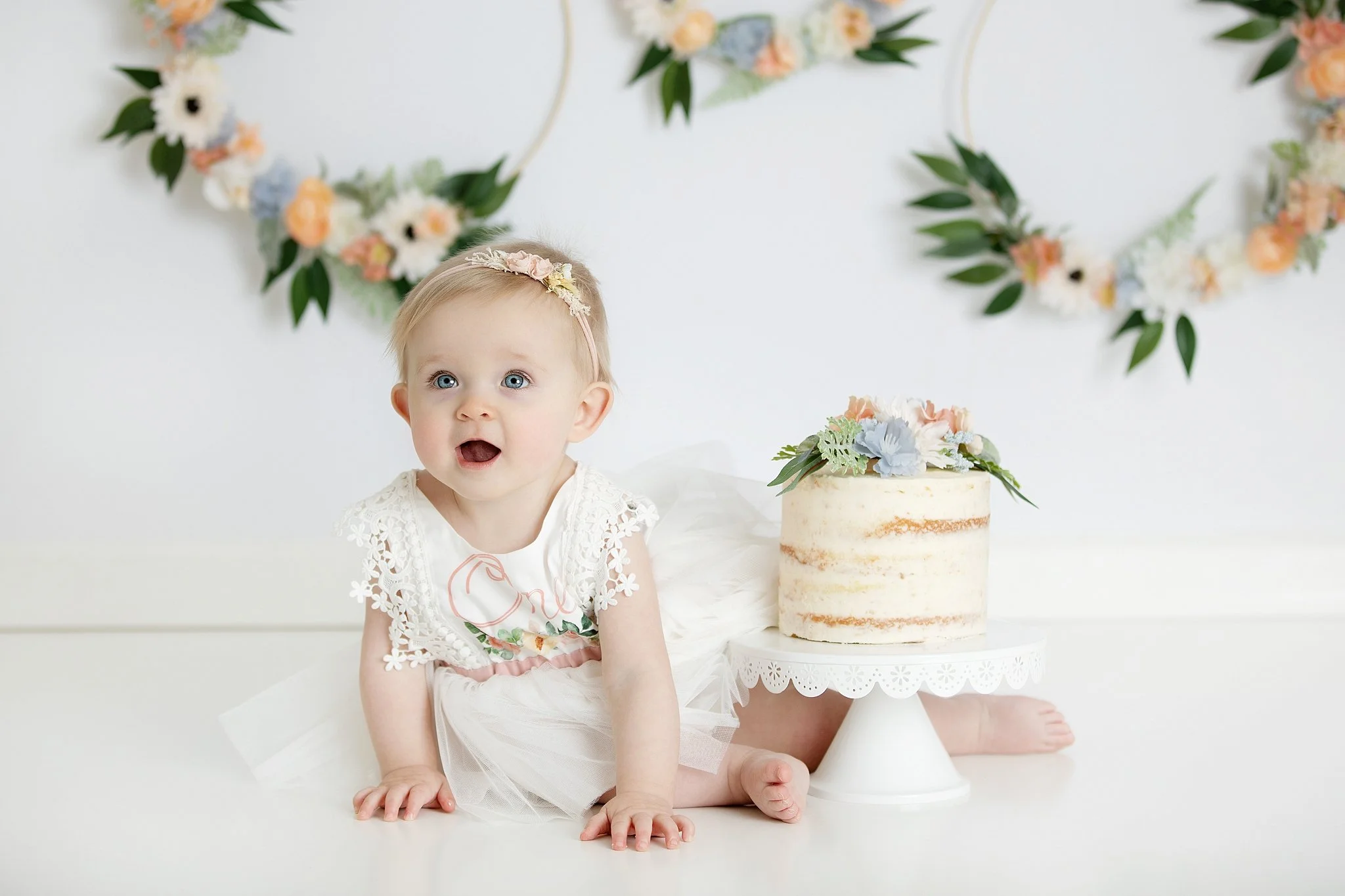 Cake Smash Photographer Apex NC | Evelyn's First Birthday Session