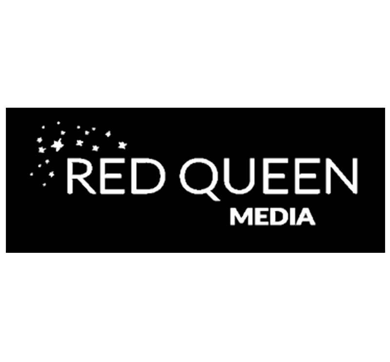 Black background with white stars and text that reads 'Red Queen Media'.