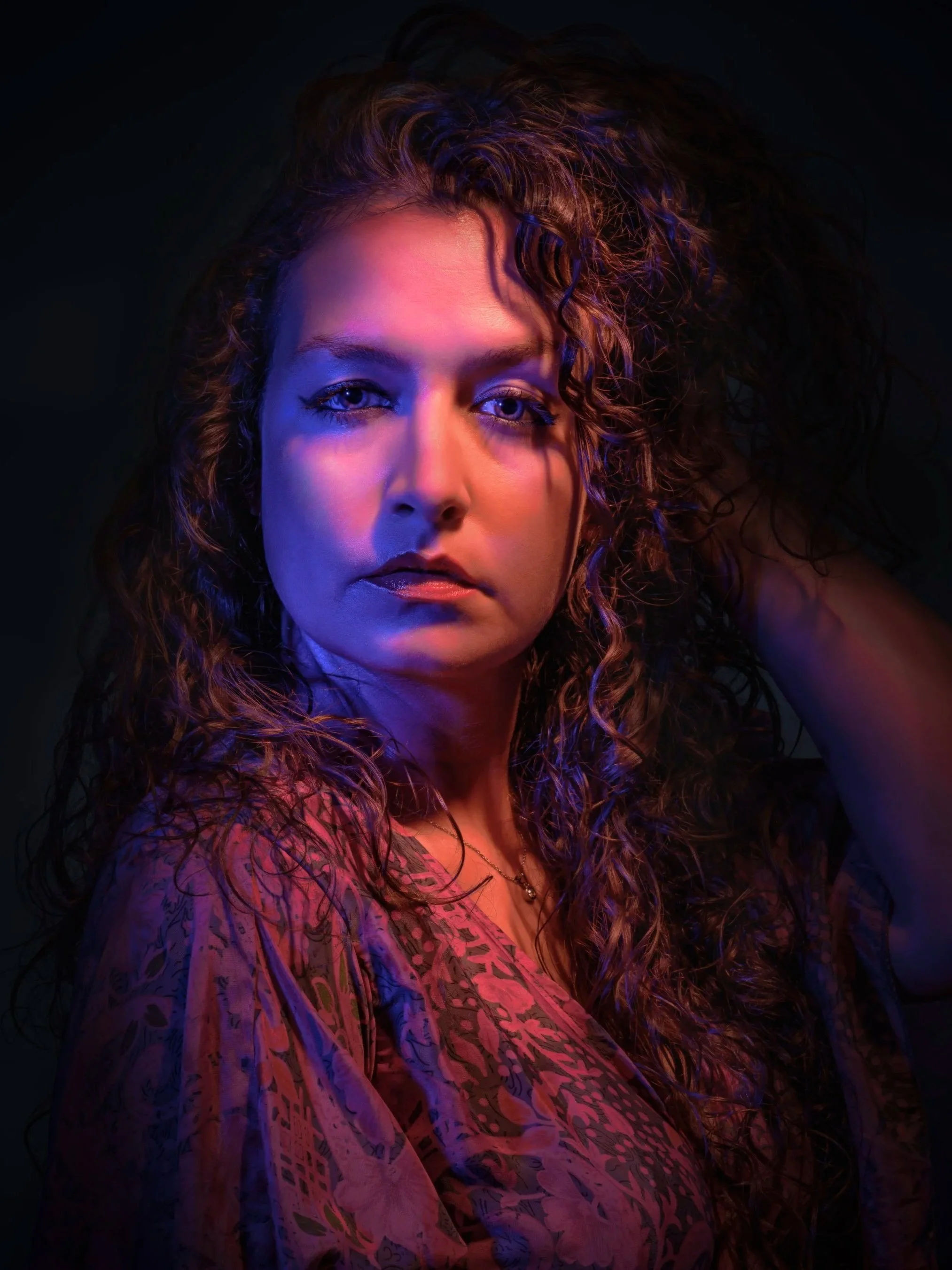 Professional studio portrait using gels in Los Angeles, California by Mike Harriel Photography