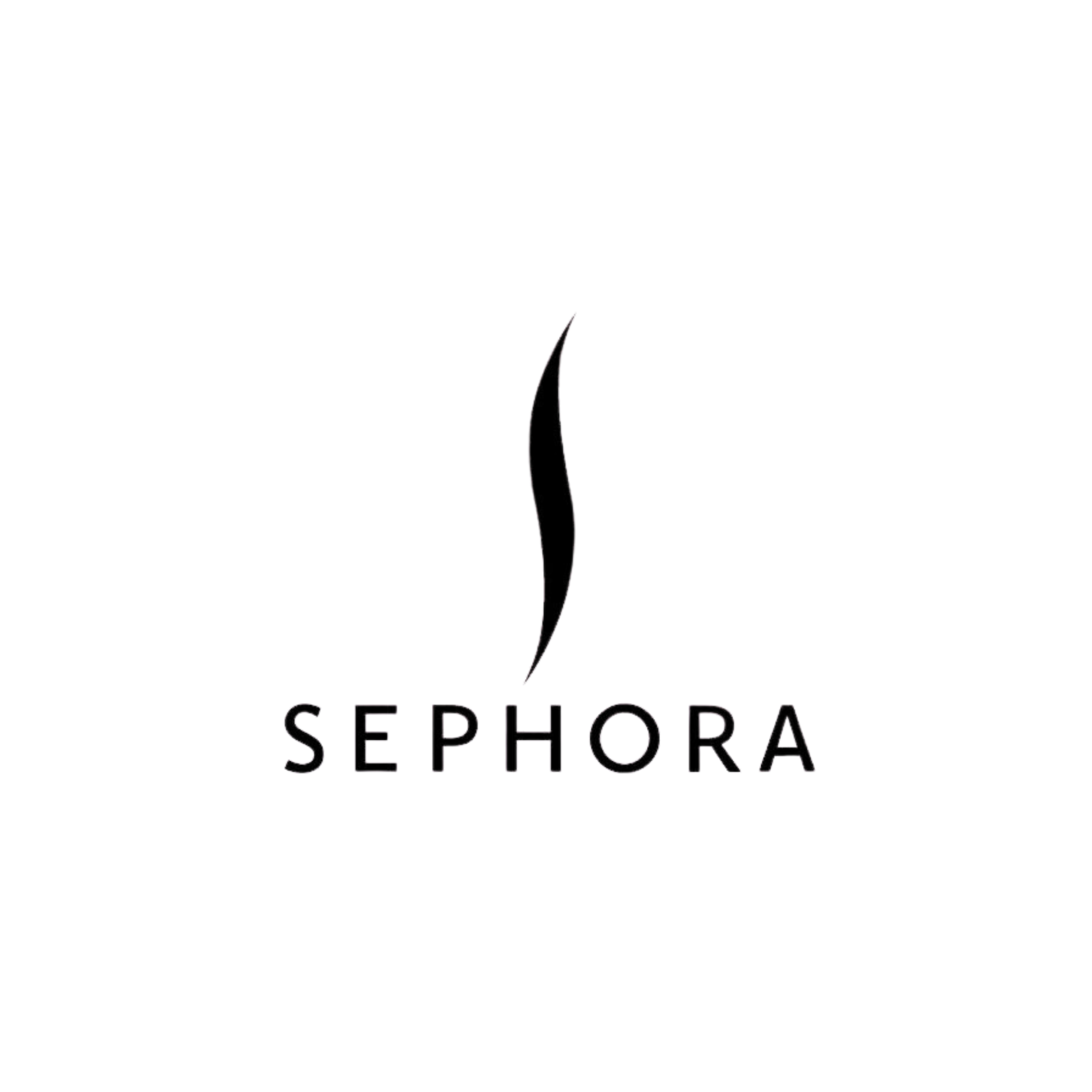 A black background with the Sephora logo in the center, featuring a stylized rose and the word "SEPHORA" underneath.