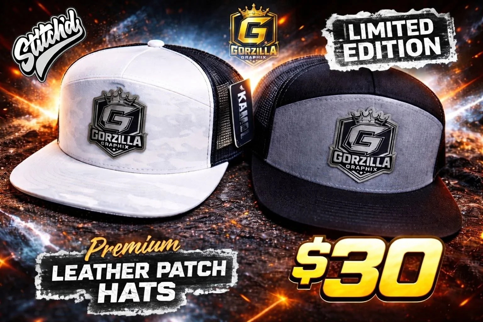 Leather Patch Hat - Stitched