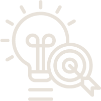 Lightbulb with a target icon, symbolizing ideas and focus.