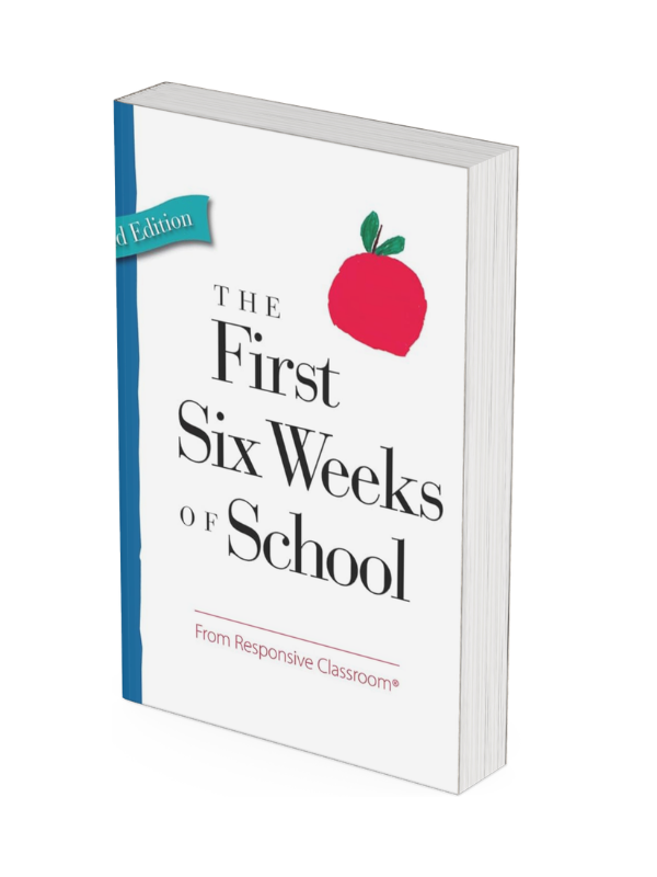 Book titled "The First Six Weeks of School" with a red apple illustration on the cover and a blue ribbon indicating it is a revised edition.