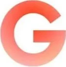 Partial view of a red and pink gradient letter G.