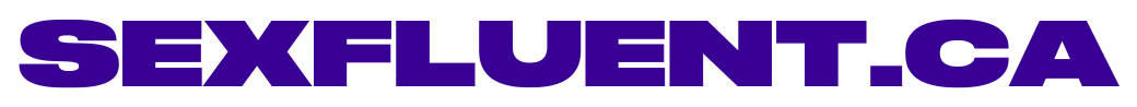 Text 'SEXFLUENT.CA' in bold purple font on a transparent background.