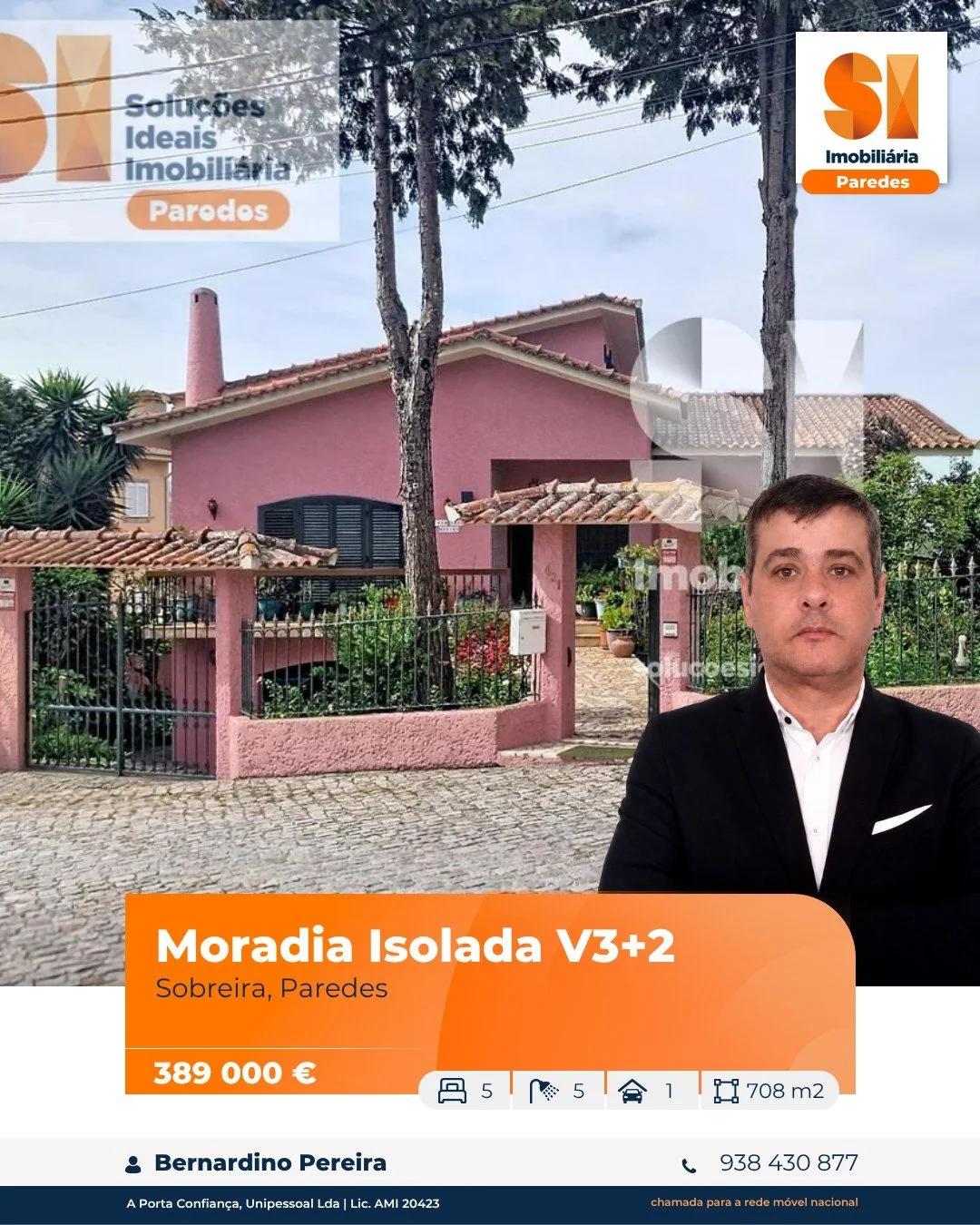 🏡 Moradia isolada V3+2 em Sobreira, Paredes

Espa&ccedil;o, privacidade e uma casa com tudo o que a sua fam&iacute;lia precisa.

✔ 5 quartos
✔ 5 casas de banho
✔ Garagem
✔ 708 m&sup2;

💰 389 000 &euro;

Quer conhecer esta moradia? Agende a sua visi