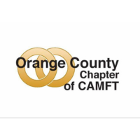 Orange County Chapter of CAMFT logo with overlapping gold circle and black text