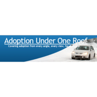 A banner with the text 'Adoption Under One Roof' and a car on a blue background.