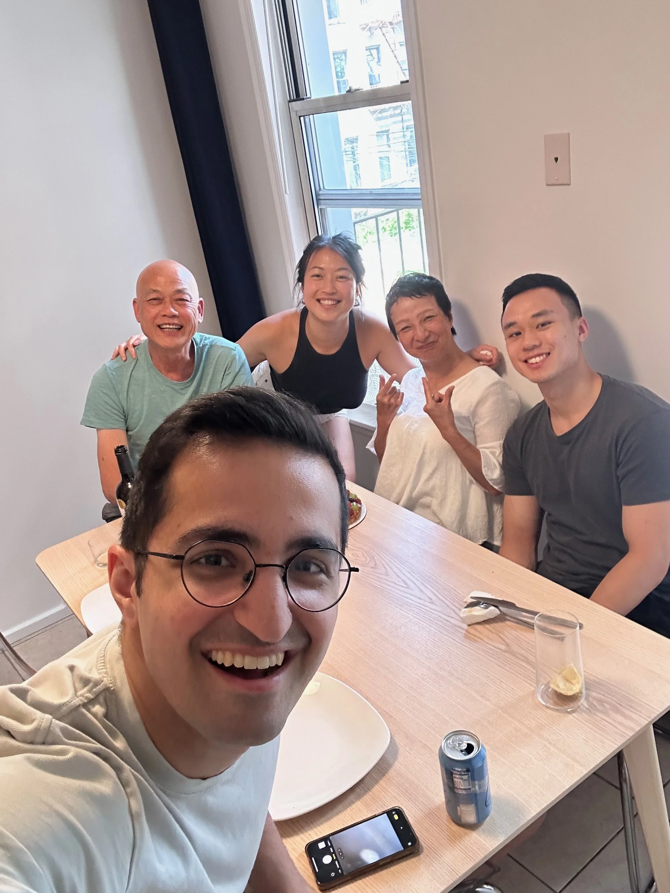 We love hosting Cass' fam for dinners and meals. This was Cass' mom's birthday (fruit tart behind Sandesh's head). The effort always feels fulfilling and we always end the day collapsing into a pleased happiness - another great meal with loved ones c